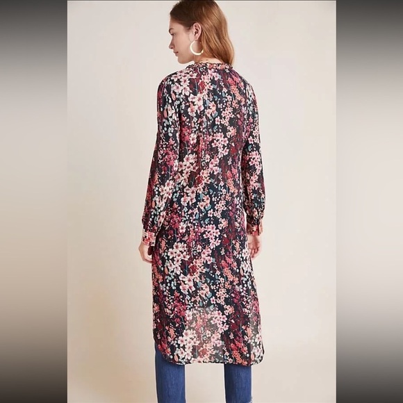 Blank London geo and floral print tunic top hi lo V ruffle neck boho Sz XS - Picture 2 of 11